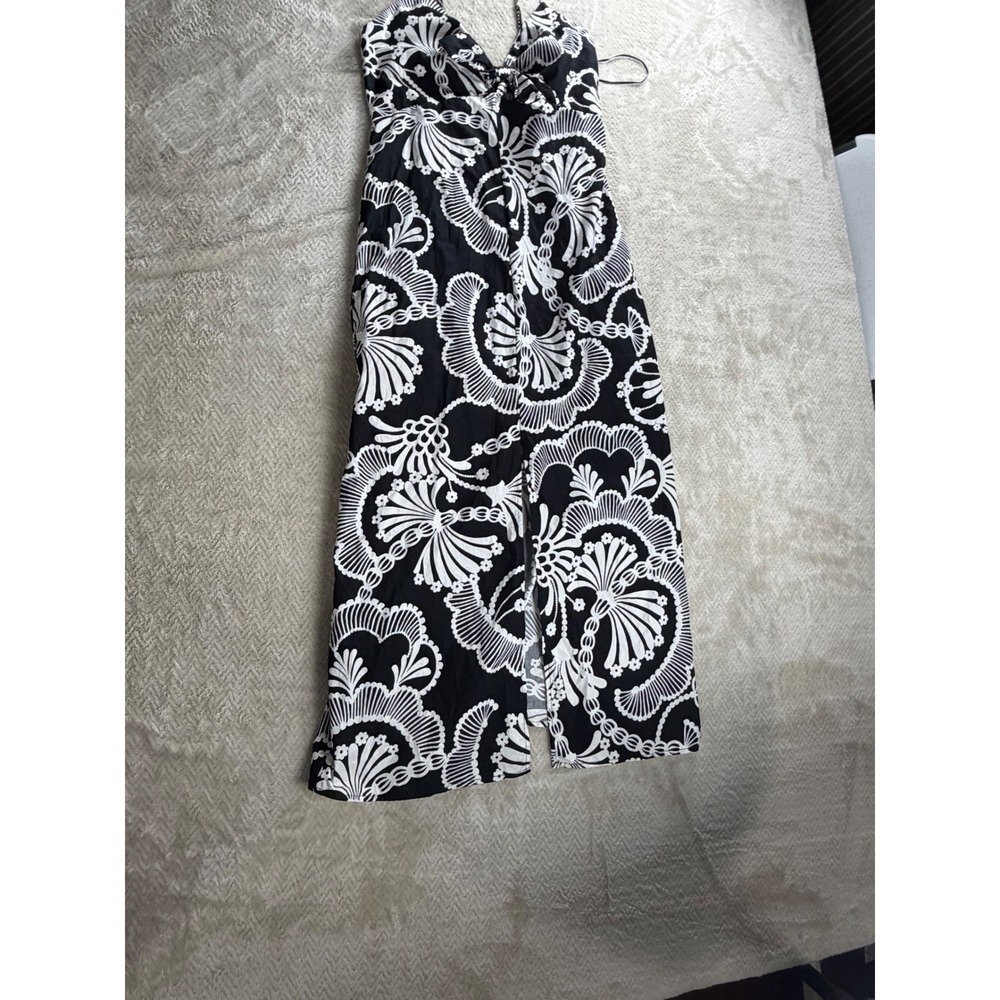 Banana Republic‎ strapy Shell Print Maxi Dress V-Neck Tie Front Slit size 6 - Picture 2 of 16